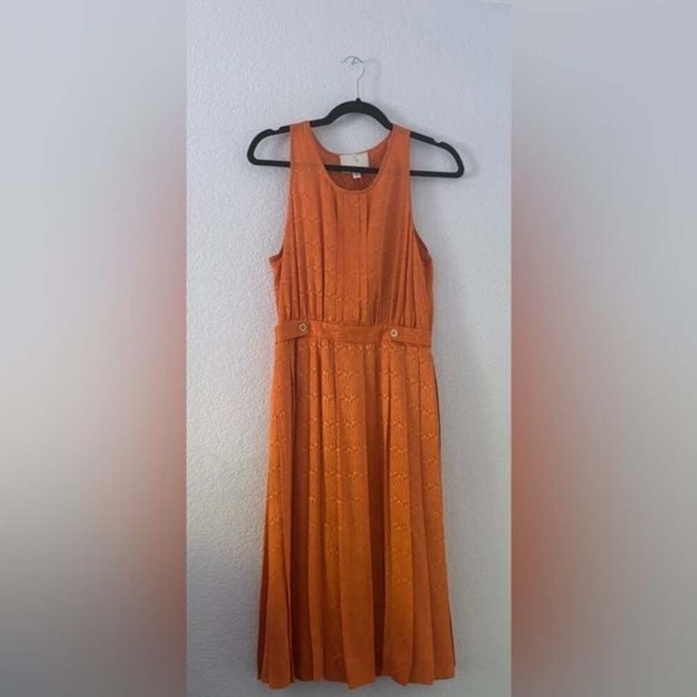 Anthropologie jacquard Orange Sleeveless Dress size 6 - Like new, never worn!